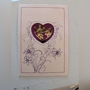 VTG 1987 Whitmor Designs Gold Tone Heart Lily Bookmark Fond Remembrances